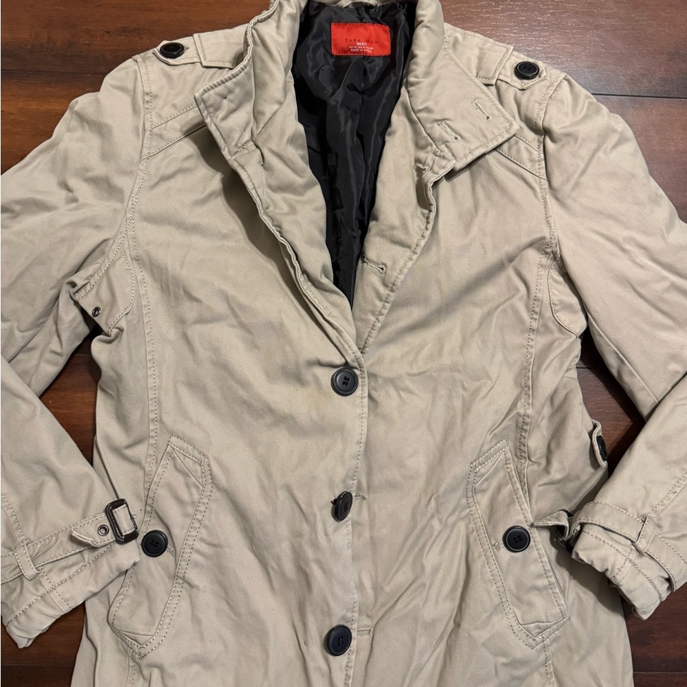 Zara Beige Trench Coat with Black Lining - Picture 2 of 5